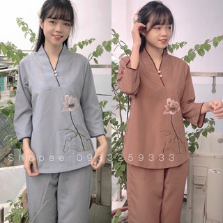 Đồ lam đi chùa # nút ngọc thêu hoa