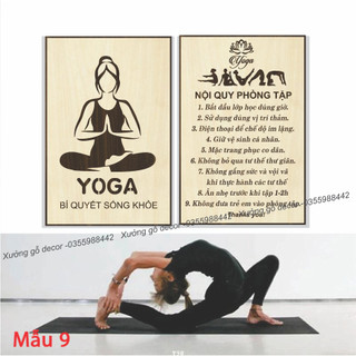 Tranh treo yoga trang trí phòng thiền , phòng tập yoga ... bằng gỗ