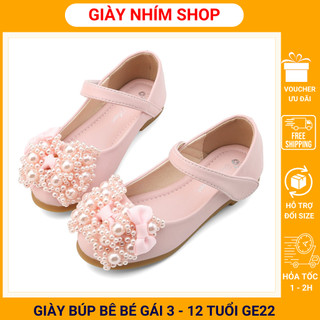 Giày búp bê cho bé gái 3 - 12 tuổi gắn nơ điệu đà và xinh xắn hàng nhập chất siêu mềm GE22