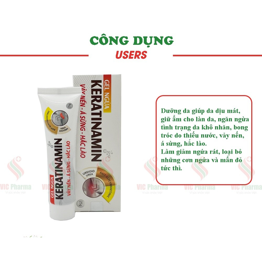 Gel Keratinamin hỗ trợ giảm ngứa giúp dưỡng da, làm ẩm mát da, ngăn ngừa tình trạng da khô nhăn - Tuýp 25g