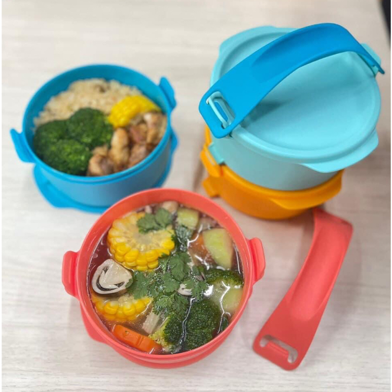 Bộ hộp cơm Tupperware Small Round Click To Go 550ml (4 hộp) - Bảo hành trọn đời - Nhựa nguyên sinh, an toàn cho sức khỏe