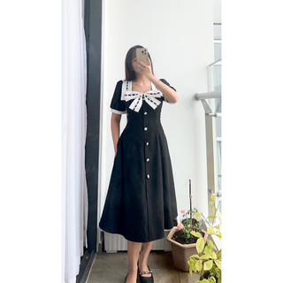 Đầm tiểu thư basic phối nơ Anna ( có bigsize ) ❤️
