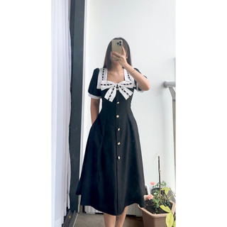Đầm tiểu thư basic phối nơ Anna ( có bigsize ) ❤️
