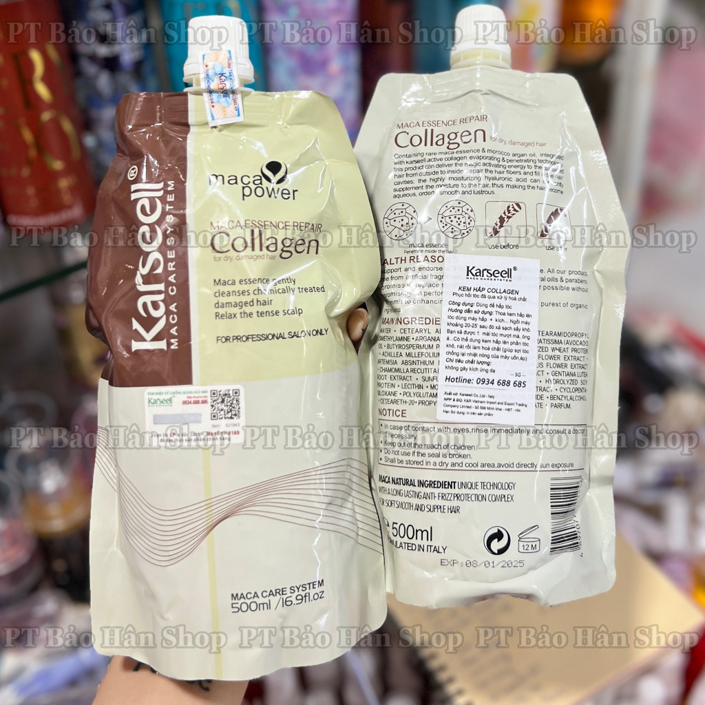 Túi ủ xả tóc Collagen 500ml (ảnh shop chụp)