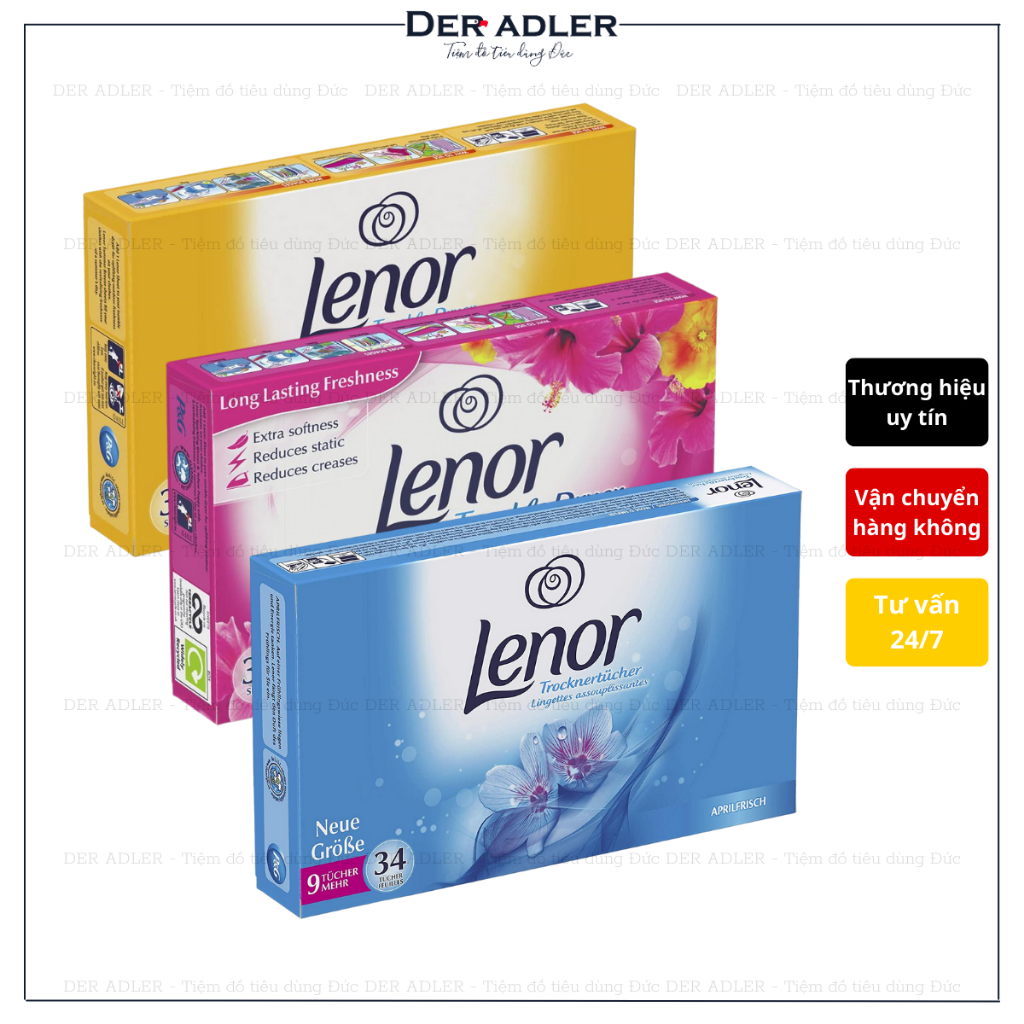 Giấy thơm quần áo LENOR chuyên dụng cho máy sấy, đủ trọn bộ mùi hương