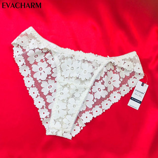 Quần lót ren Evacharm màu trắng kiểu dáng bikini không viền mông