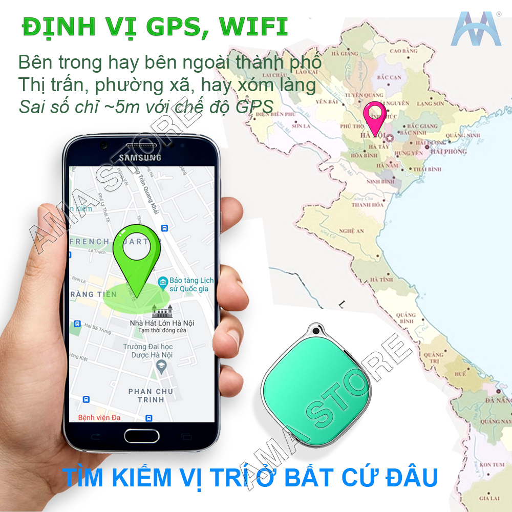 Thiết bị Định vị Mini GPS A9 lắp Sim Thiết kế Nhỏ gọn Theo dõi Hàng hóa, Trẻ em, Người già, Thú cưng Thương hiệu AMA