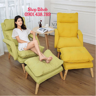 Ghế sofa thư giãn cao cấp, đọc sách, ghế lười decor có tặng kèm đôn, ghế bành