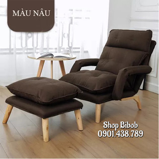 Ghế sofa thư giãn cao cấp, đọc sách, ghế lười decor có tặng kèm đôn, ghế bành