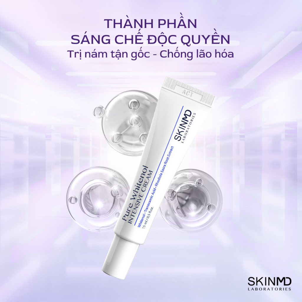 Bộ đôi ngừa thâm nám SkinMD Pure Whitenol Intensive Cream 15 ml và chống nắng nội sinh Bella The Sun 30 viên