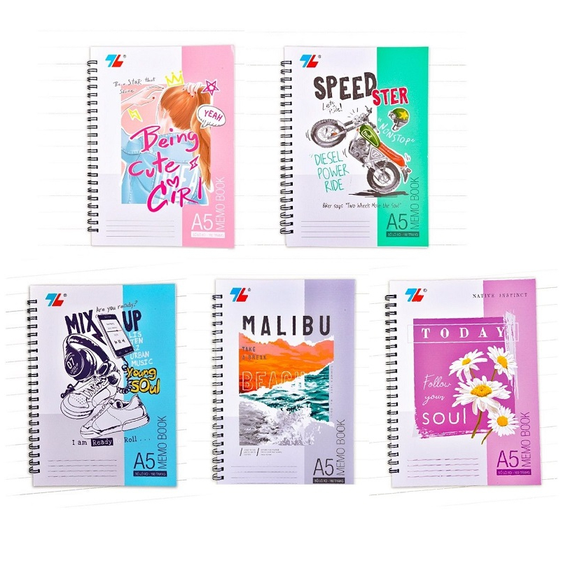 Sổ lò xo Thiên Long 160 trang khổ A7 / A6 / A5 / Sổ lò xo Thiên Long hình dễ thương cute MB-001 MB-003 / MB-004