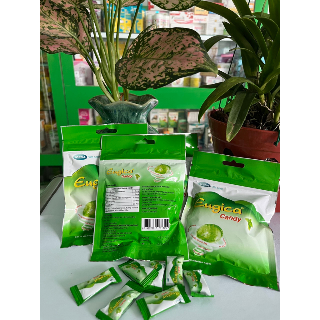 Kẹo Ngậm EUGICA CANDY Thảo Dược Giảm Ho, Rát Họng, Ngứa Họng (Túi zip 15 viên) - NT Bình An