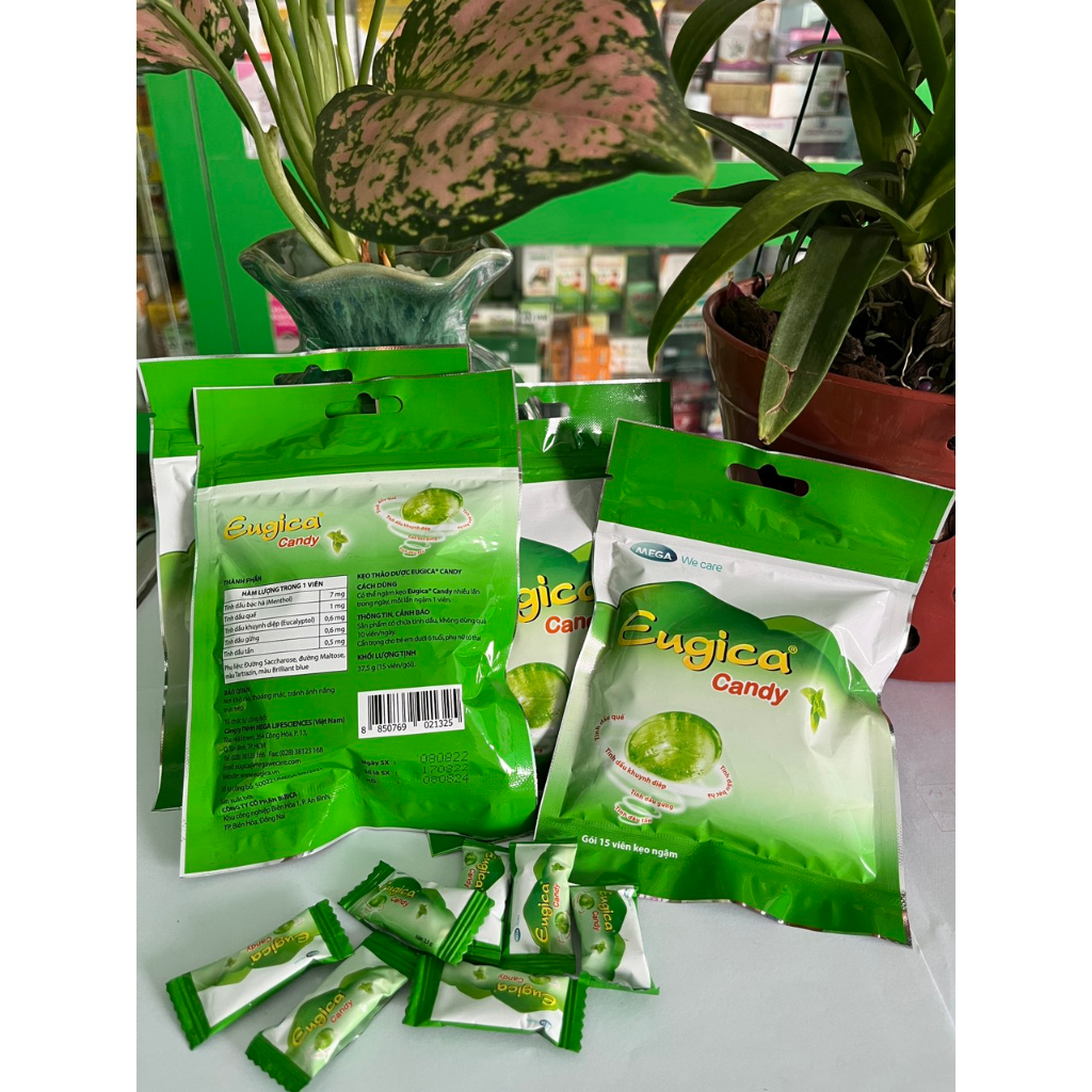 Kẹo Ngậm EUGICA CANDY Thảo Dược Giảm Ho, Rát Họng, Ngứa Họng (Túi zip 15 viên) - NT Bình An