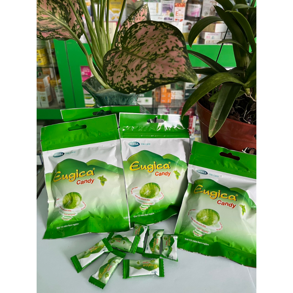 Kẹo Ngậm EUGICA CANDY Thảo Dược Giảm Ho, Rát Họng, Ngứa Họng (Túi zip 15 viên) - NT Bình An