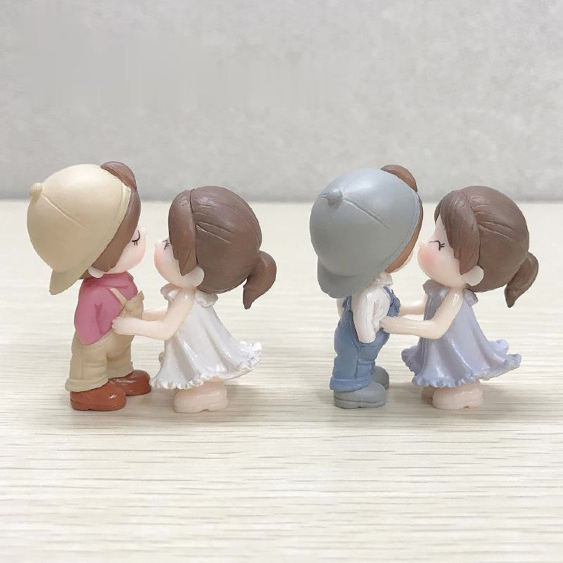 Mô Hình Tiểu Cảnh "Cặp Đôi Kute Mini" Trang Trí Sen Đá, Sân Vườn/ Chậu Cây, DYI, Terrarium