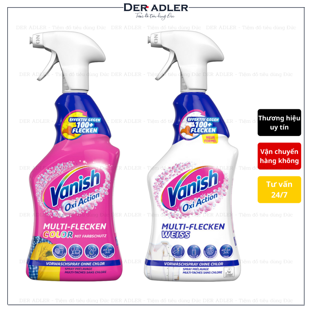 Xịt xử lý vết bẩn quần áo chuyên dụng VANISH tẩy sạch an toàn cho vải trắng và vải màu