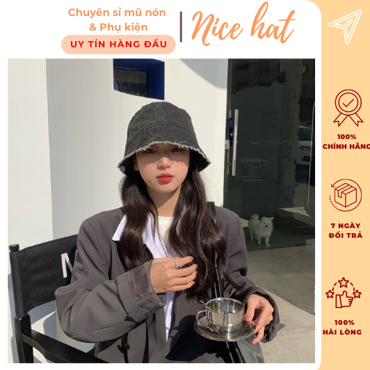 Mũ bucket Jean demin chất bò tua rua nón tai bèo phong cách thời trang Hàn Quốc đẹp - M41