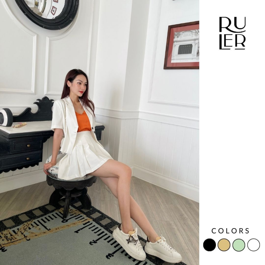 Áo khoác set blazer lửng Attivo chất vải chéo Ý The Ruler