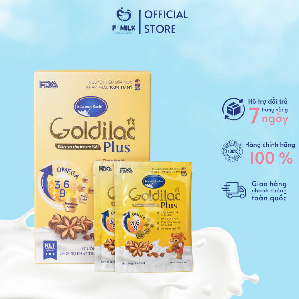 Sữa non Goldilac Plus 392g (28 gói x 14g) - Sữa tăng cân & tăng sức đề kháng cho bé [Date T12/2023]