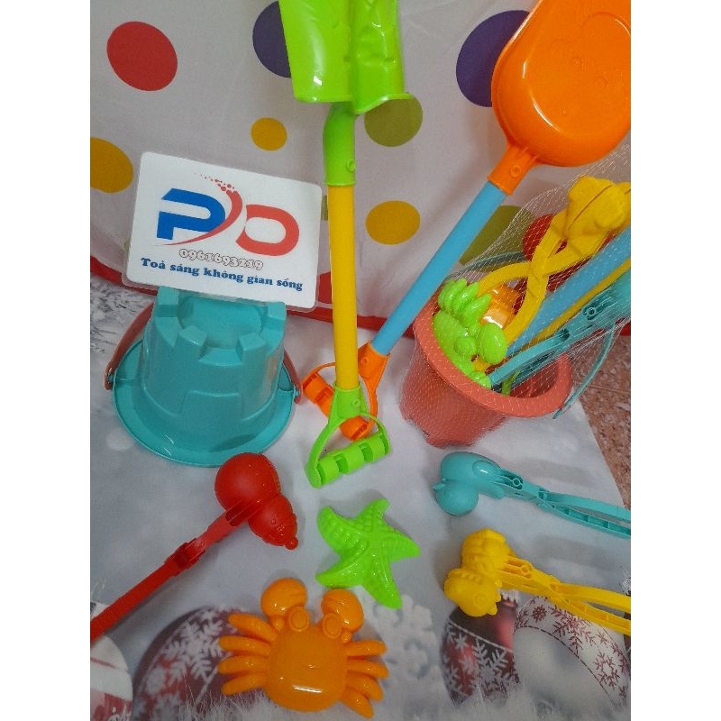 Đồ chơi đi biển, đồ chơi xúc cát, xô xúc cát cỡ lớn kèm xô lâu đài, xẻng, khuôn tạo hình thiết kế bền đẹp