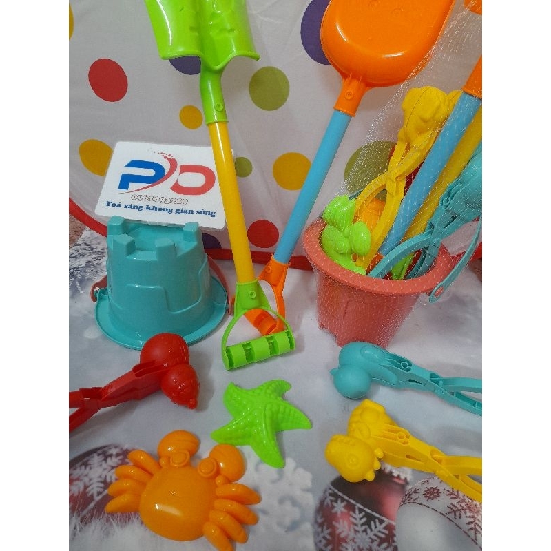 Đồ chơi đi biển, đồ chơi xúc cát, xô xúc cát cỡ lớn kèm xô lâu đài, xẻng, khuôn tạo hình thiết kế bền đẹp