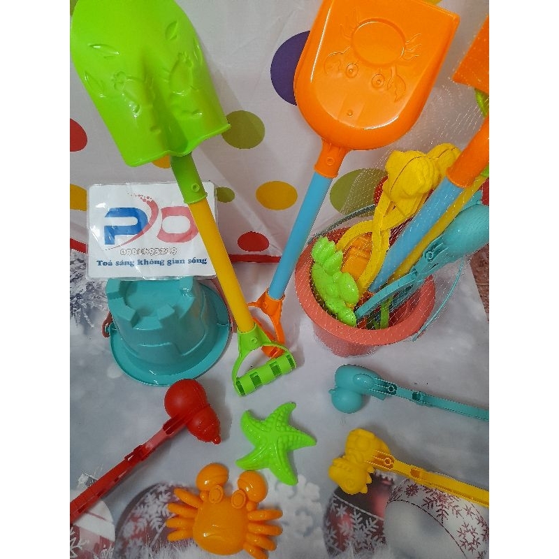 Đồ chơi đi biển, đồ chơi xúc cát, xô xúc cát cỡ lớn kèm xô lâu đài, xẻng, khuôn tạo hình thiết kế bền đẹp