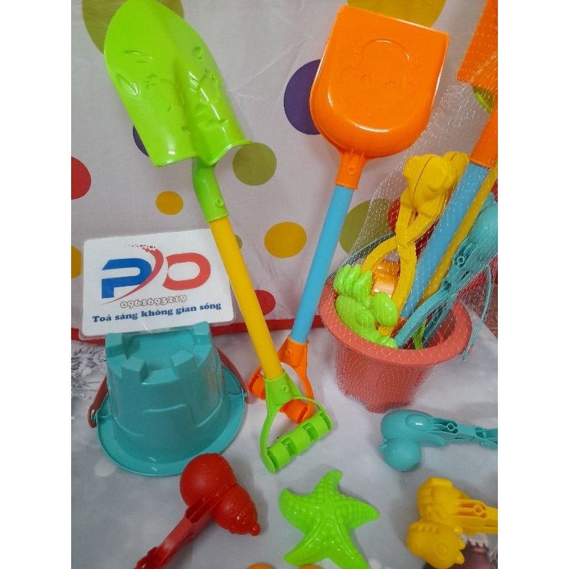 Đồ chơi đi biển, đồ chơi xúc cát, xô xúc cát cỡ lớn kèm xô lâu đài, xẻng, khuôn tạo hình thiết kế bền đẹp