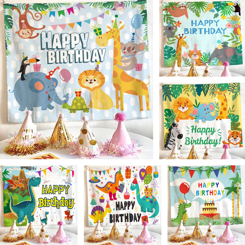 Banner Phông Nền Sinh Nhật Happy Birthday - Tranh Vải Treo Tường Trang Trí Sinh Nhật Bé Trai, Bé Gái Phong Cách Hàn Quốc