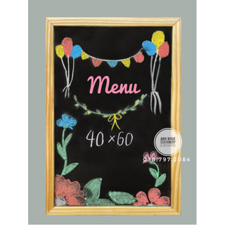 Bảng Menu khung gỗ 40x60 cm ( Tặng kèm bút dạ quang, hộp phấn)