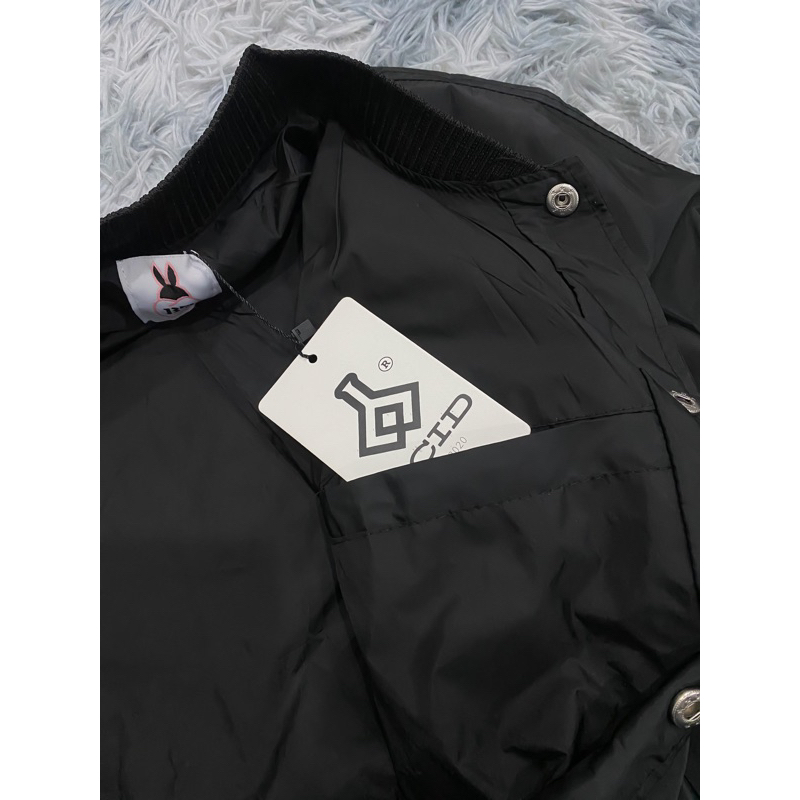 Áo khoác Bomber Colo Đen Tay Da