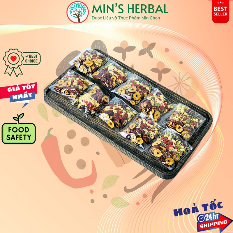 Gói Trà dưỡng nhan Nụ hoa hồng, hoa nhài mix 5 vị Gói 15g - Minpharmacy