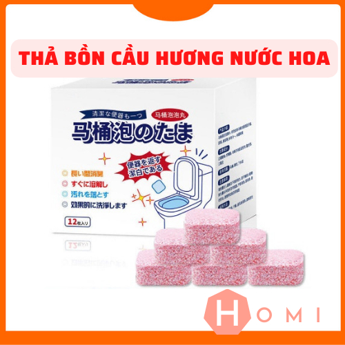 Viên thả sủi bồn cầu [HỘP 12 VIÊN], tẩy toilet kháng khuẩn sạch sẽ hương nước hoa - Dhomi store