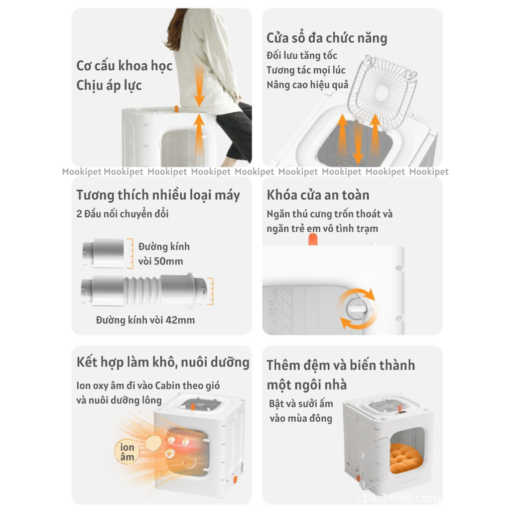 Hộp sấy tự động công suất lớn 2000w gió 360 cho chó mèo Xiaomi MOOKIPET