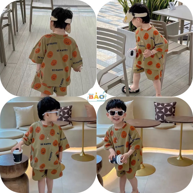BỘ COTTON HOẠ TIẾT MẶT CƯỜI CHO BÉ STYLE HQ
