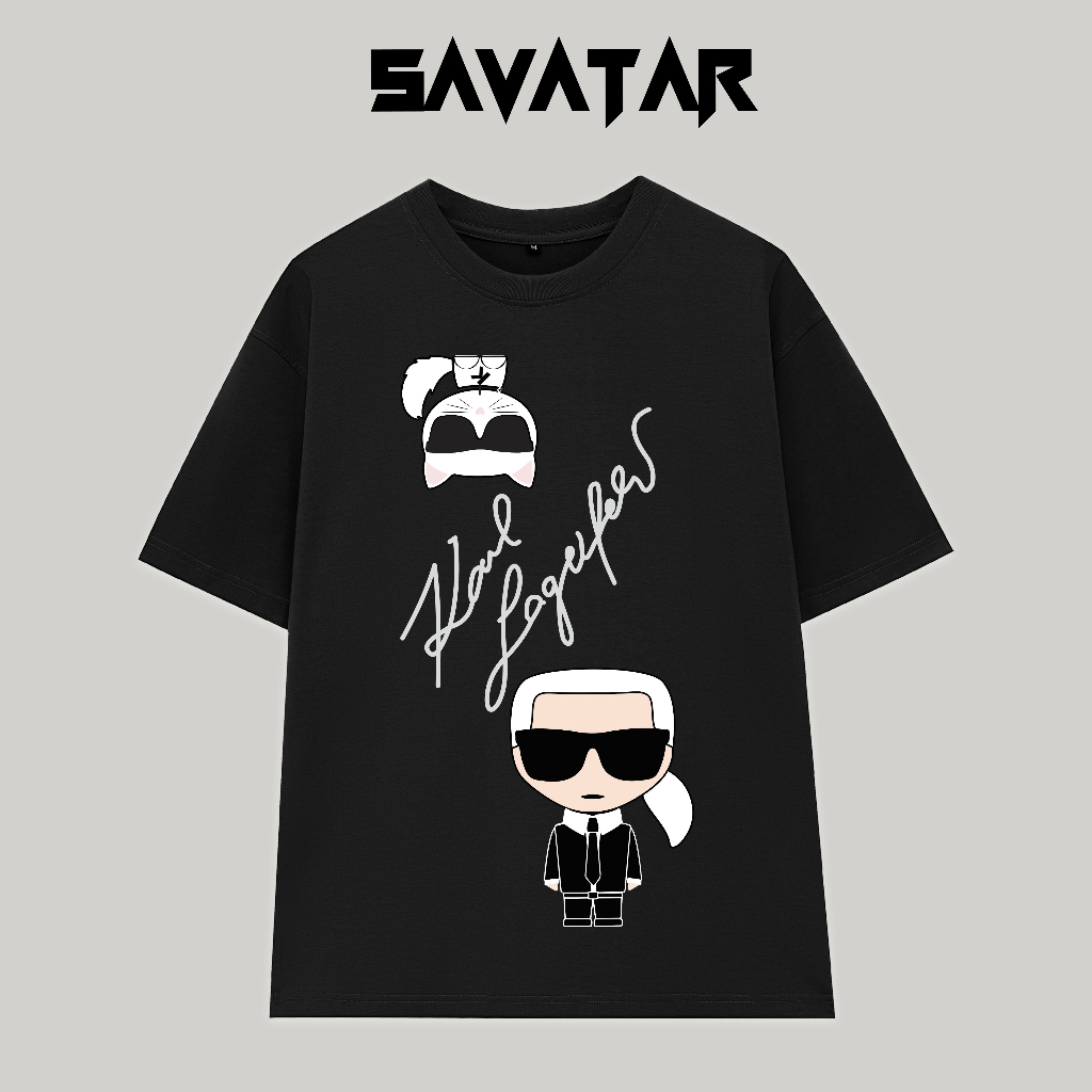 Áo thun cotton trơn cổ tròn unisex streetstyle tay lỡ nam nữ oversize Karl Lagerfeld sign