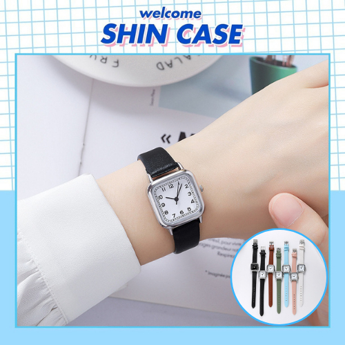 Đồng hồ nữ dây da mặt vuông, chữ số cổ điển sang trọng nữ tính hàn quốc DH23