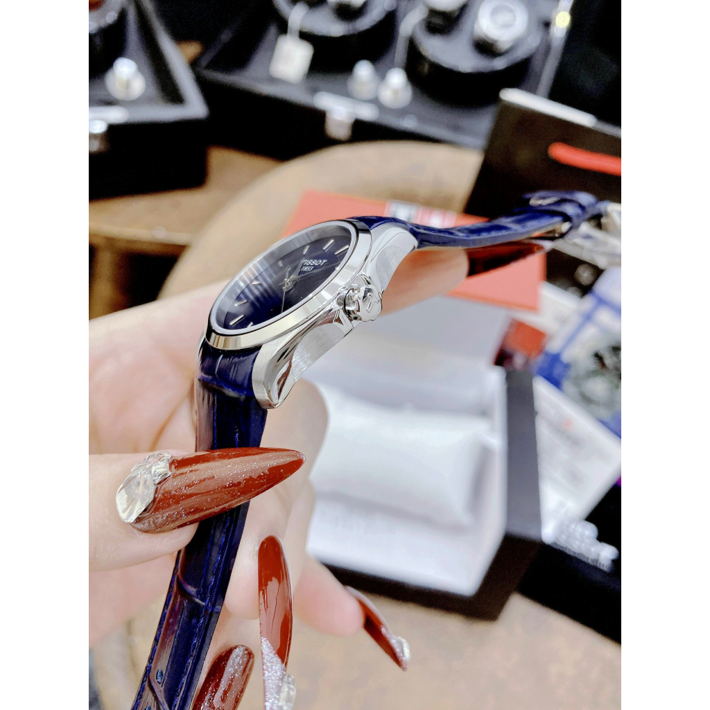 ĐỒNG HỒ Nữ TISOT COUTURIER LEATHER 32mm- Mặt Xanh Nauy- máy japan- chống nước - BẢO HÀNH 24 THÁNGGG