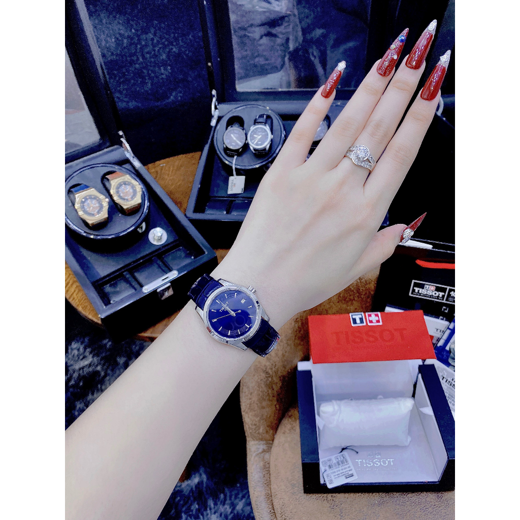 ĐỒNG HỒ Nữ TISOT COUTURIER LEATHER 32mm- Mặt Xanh Nauy- máy japan- chống nước - BẢO HÀNH 24 THÁNGGG
