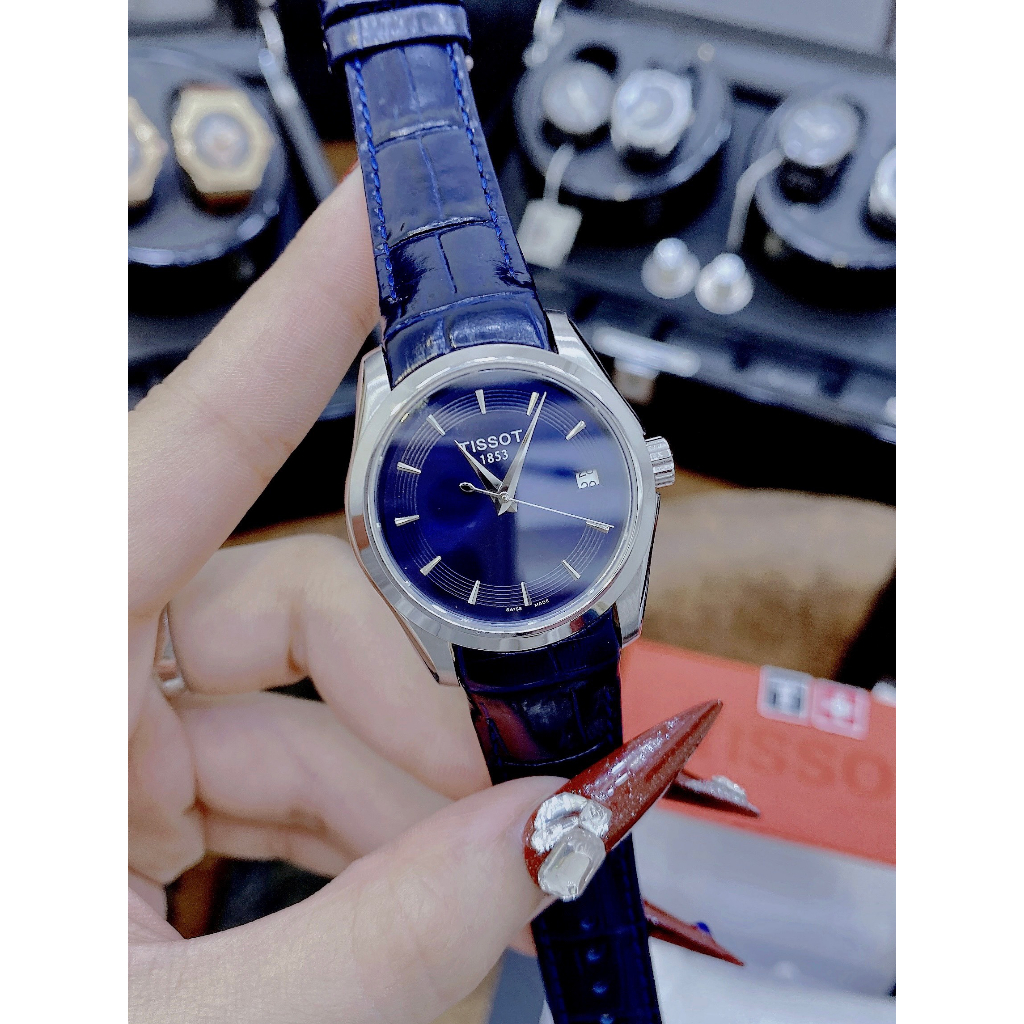 ĐỒNG HỒ Nữ TISOT COUTURIER LEATHER 32mm- Mặt Xanh Nauy- máy japan- chống nước - BẢO HÀNH 24 THÁNGGG