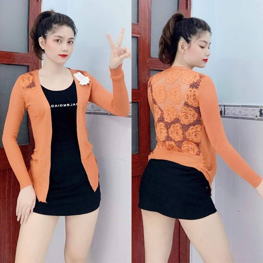 Áo khoác len cardigan ren lưng sao nhiều màu