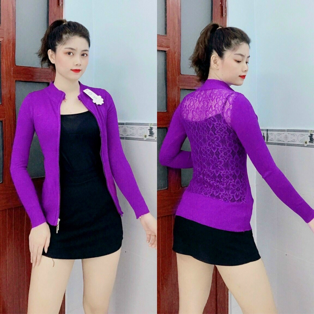 Áo khoác len cardigan ren lưng sao nhiều màu