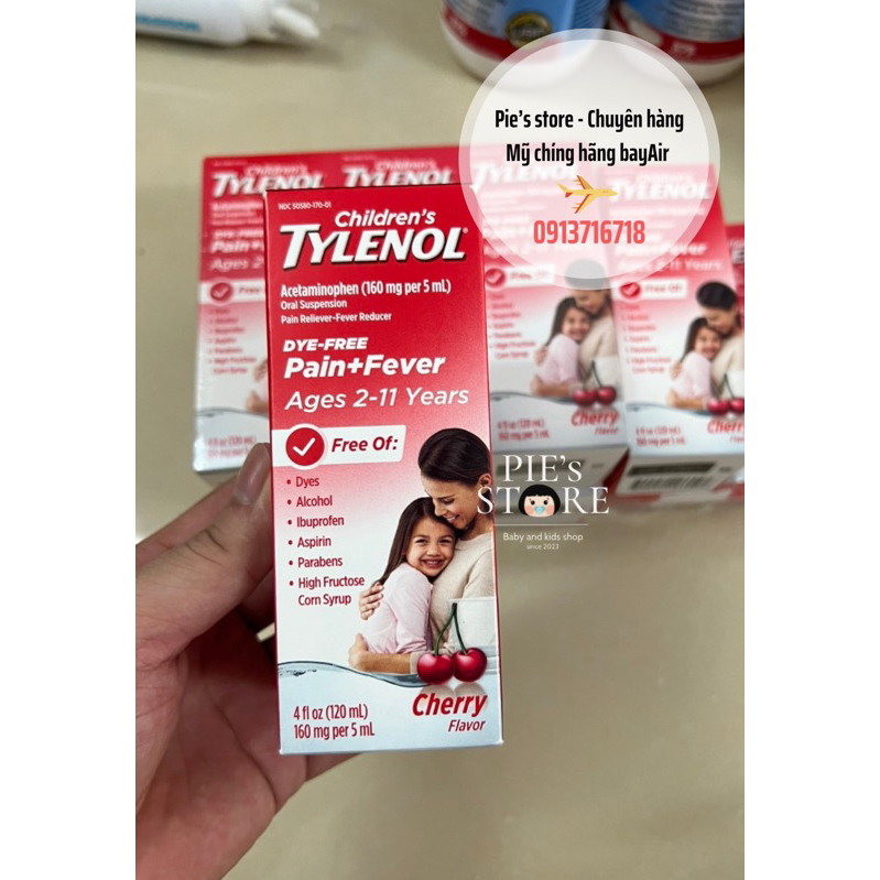 Siro Tylenol cho trẻ 2-11 tuổi Children’s Tylenol Pain Fever 120ml (Vị Cherry)