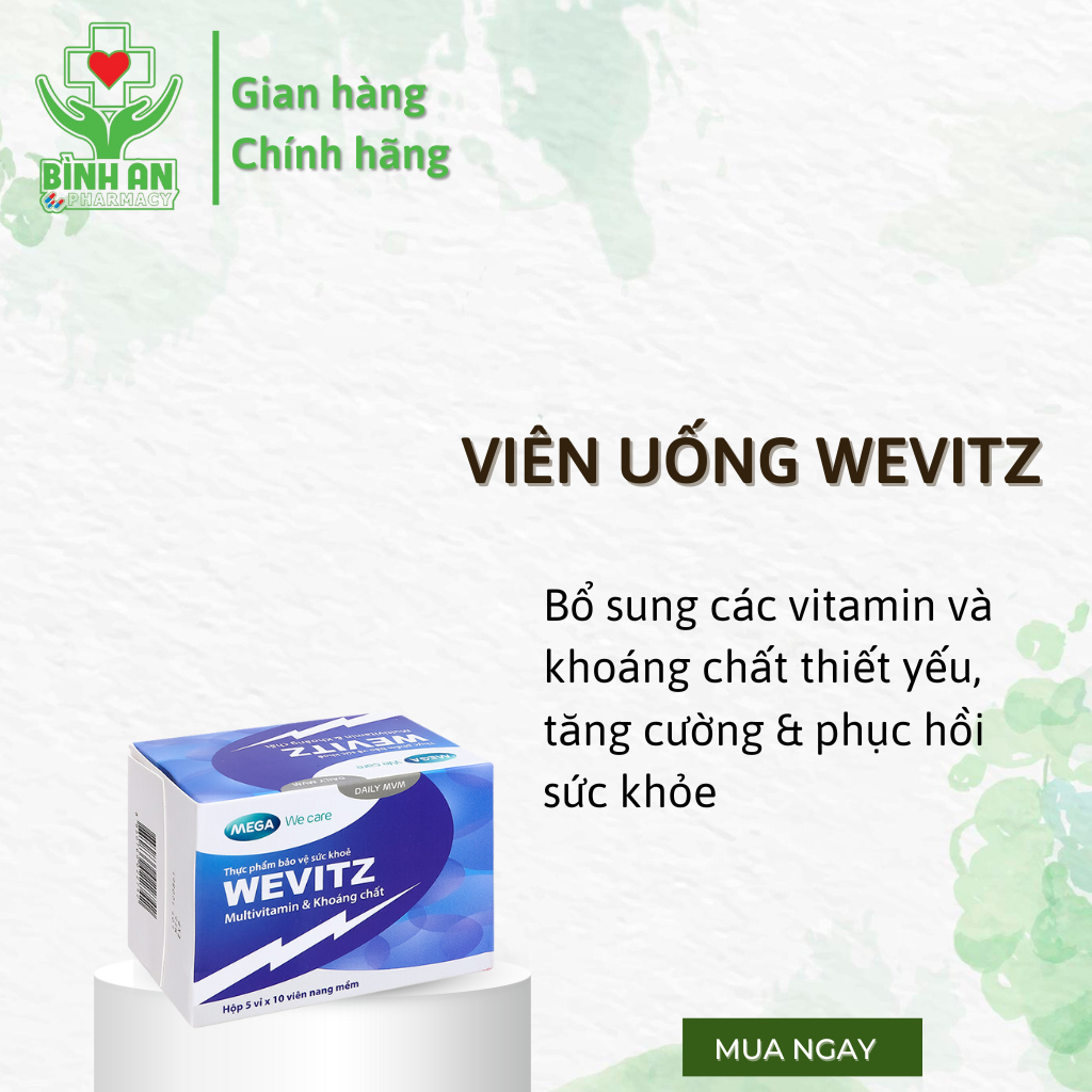 Viên Uống WEVITZ Bổ Sung Vitamin Khoáng Chất Giúp Tăng Cường và Phục Hồi Sức Khỏe (Hộp 50 viên) - NT Bình An