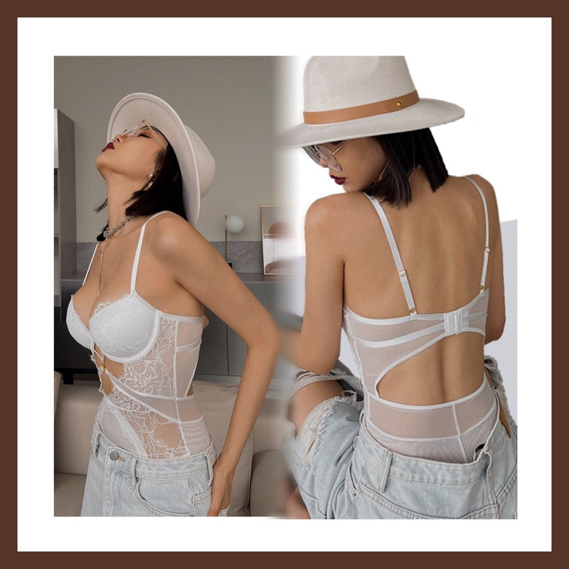 2 MẪU- Bodysuit cao cấp có gọng đệm Đen/Trắng (CHE TÊN)