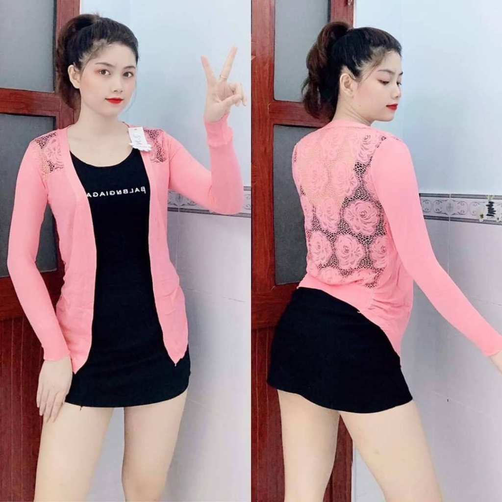 Áo khoác len cardigan ren lưng sao nhiều màu