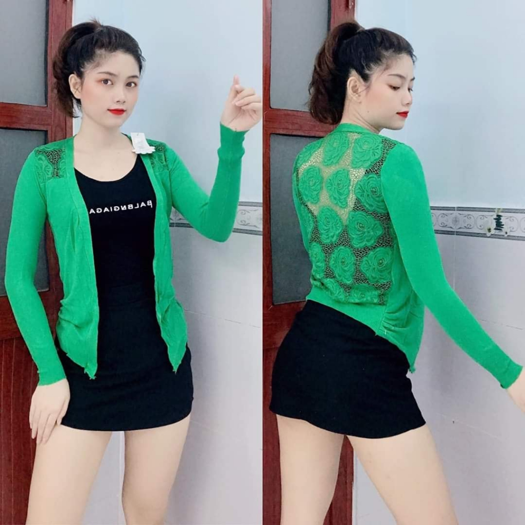 Áo khoác len cardigan ren lưng sao nhiều màu