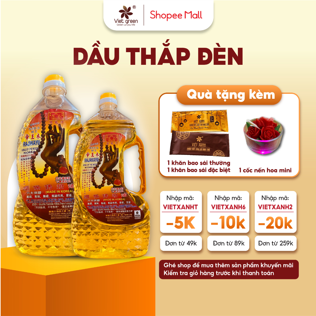 Dầu Thắp Đèn Lưu Ly, Dầu Đốt Đèn Thờ Cúng VIỆT XANH Không Mùi, Không Khói, Nhiều màu