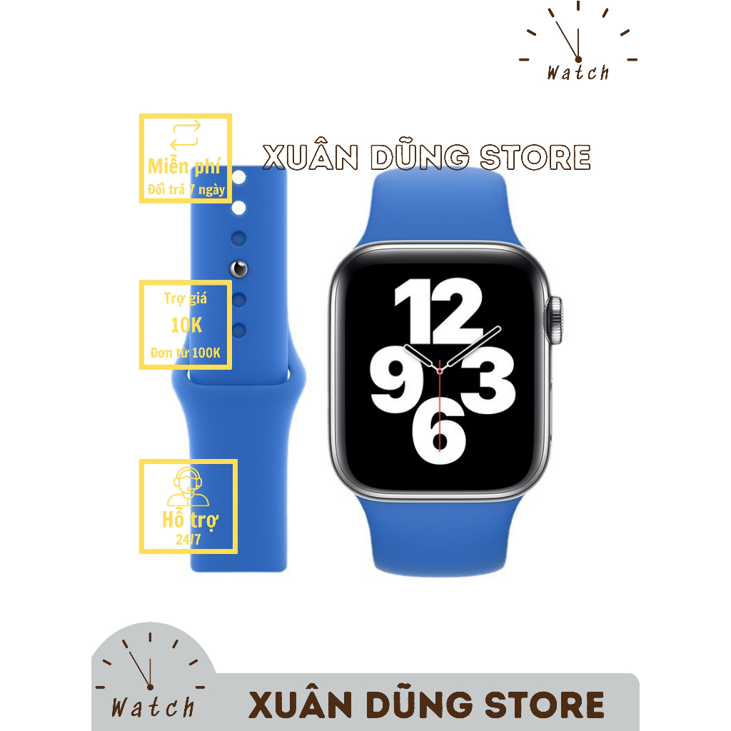 Dây Đeo Silicon Cho Đồng Hồ Thông Minh Apple Watch Ultra 8 7 6 SE 5 4 3 2 1 Size 49mm 41mm 45mm 44mm 40mm 42mm 38mm