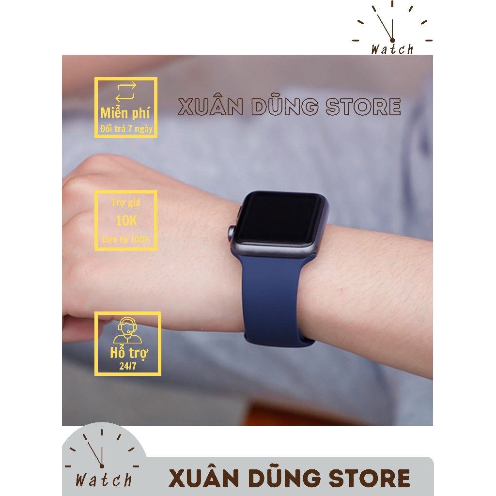 Dây Đeo Silicon Cho Đồng Hồ Thông Minh Apple Watch Ultra 8 7 6 SE 5 4 3 2 1 Size 49mm 41mm 45mm 44mm 40mm 42mm 38mm