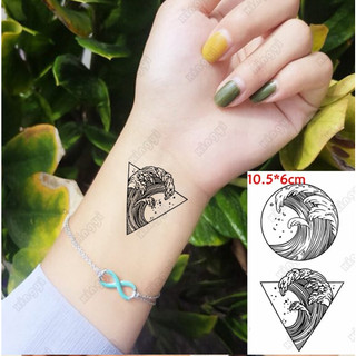 [Đọc kỹ mô tả] Hình dán tạm thời tròn tam giác sóng biển j11. Xăm dán tatoo mini không chống nước, size <10x6cm